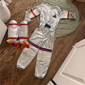 Pottery Barn Silver Astronaut Costume with Red and Blue Accents